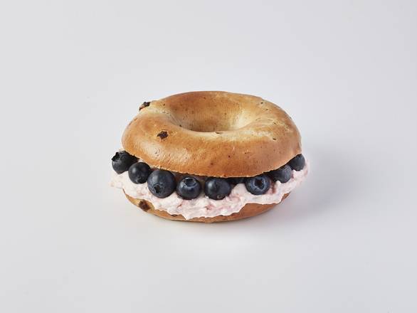 Raspberry Cream cheese and blueberry bagel