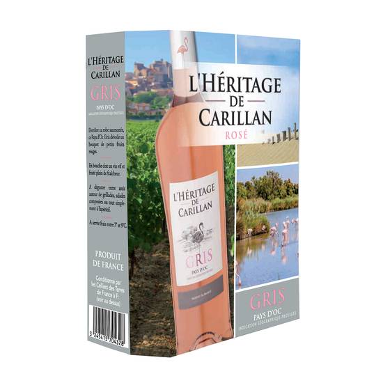 L'héritage de Carillan - Vin rosé de pays d'oc gris (3L)