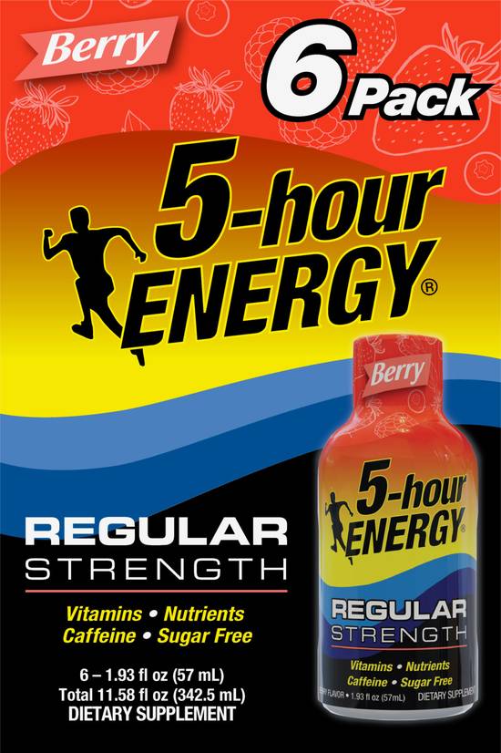 5-Hour Energy Regular Strength Berry Energy Shot (6 ct, 1.93 fl oz)