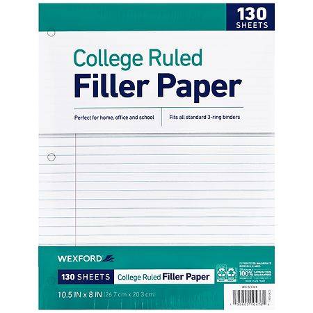 Wexford Filler Paper College Ruled (10.5x8 inch) (130 ct)