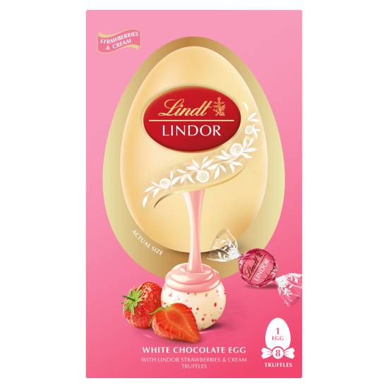 Lindt Strawberries - Cream, White Chocolate Egg With Lindor Truffles (9 pack)