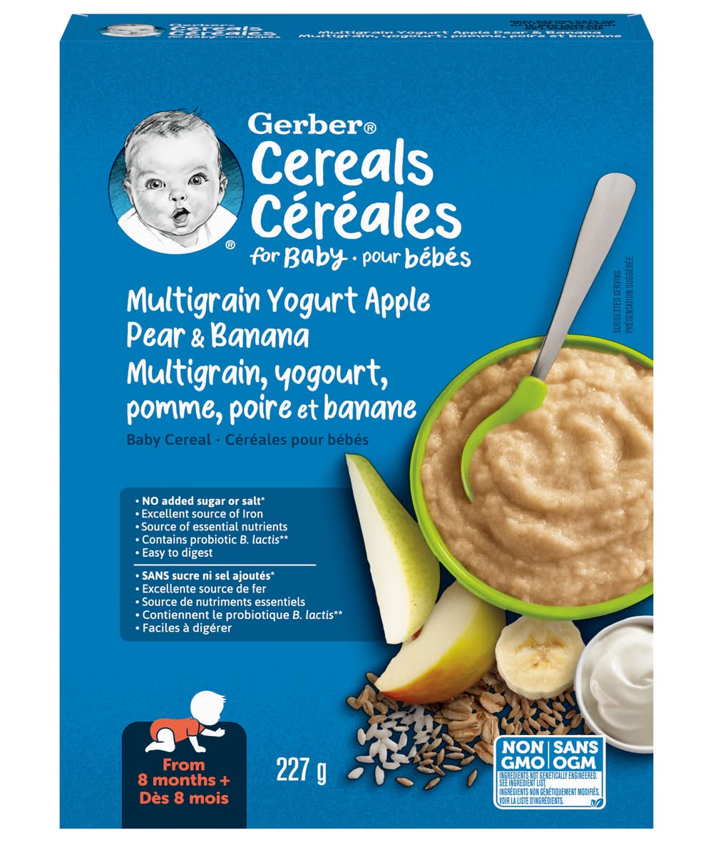 Gerber Wheat Yogurt Apple Pear & Banana Baby Cereal (227 g)
