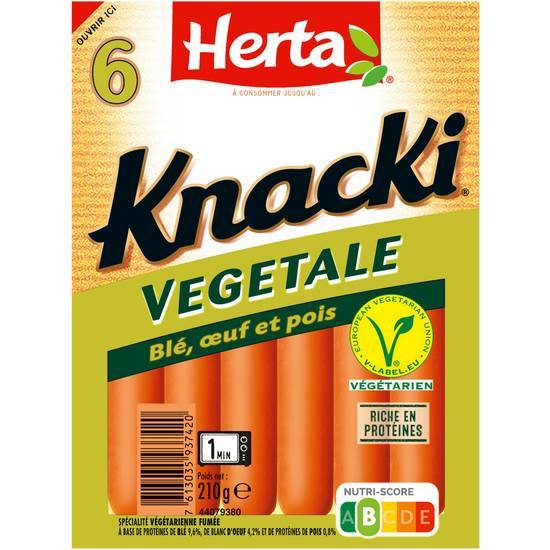 Herta saucisses végétales knacki aux blé et pois (6 pcs)