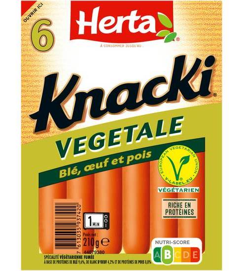 Herta saucisses végétales knacki aux blé et pois (6 pcs)