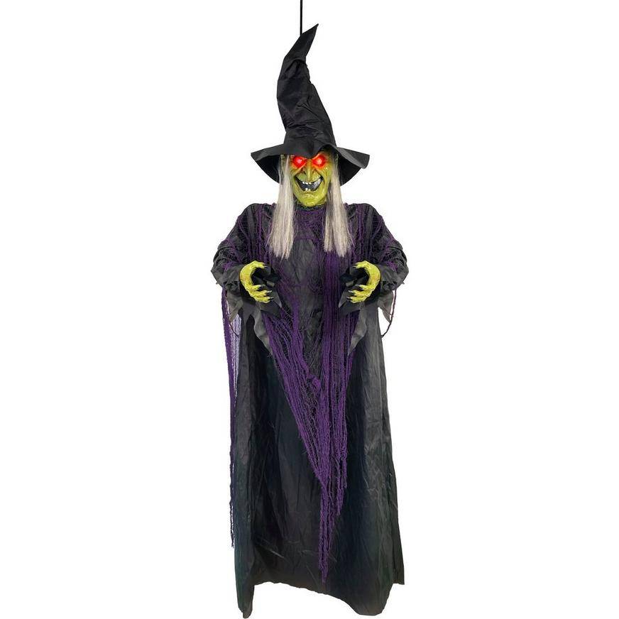 Light-Up Cackling Witch Hanging Halloween Decoration, 6ft