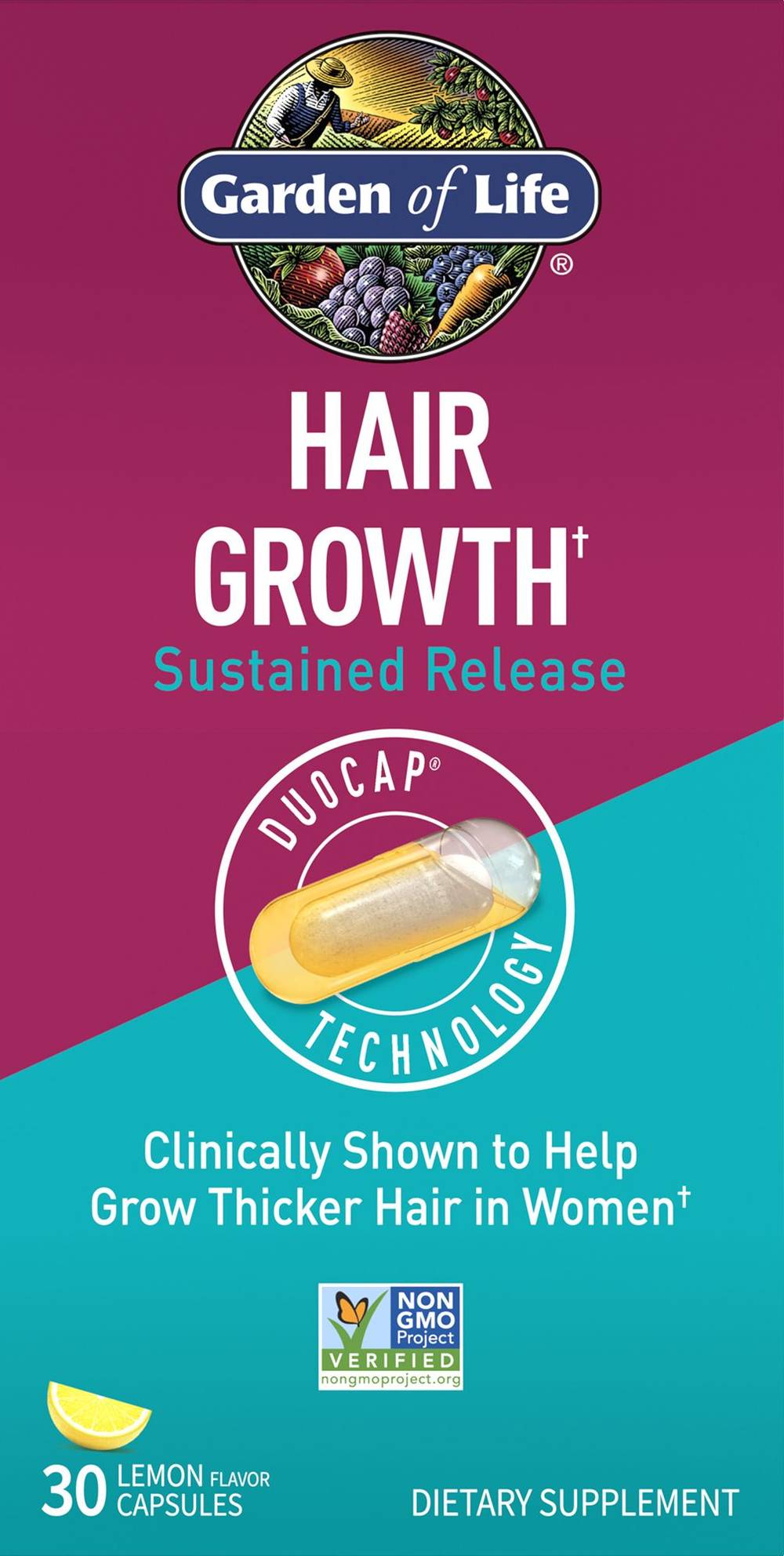 Hair Growth - Clinically Shown To Help Grow Thicker Hair In Women - Lemon (30 Capsules)