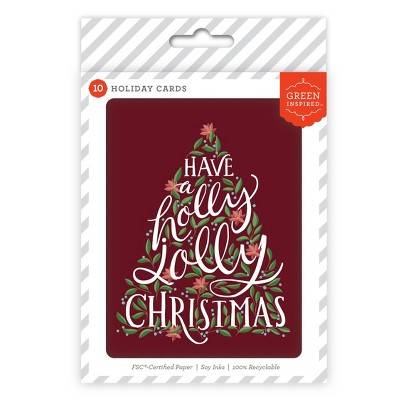 Green Inspired Holiday Cards, Dark Red (10 ct)