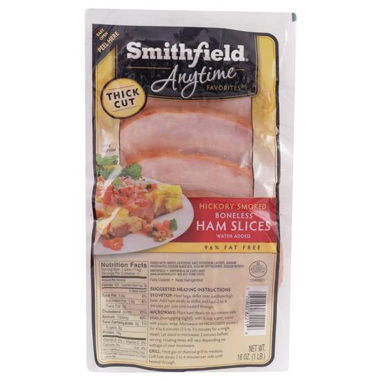 Smithfield Anytime Favorites Hickory Smoked Boneless Ham Thick Slices