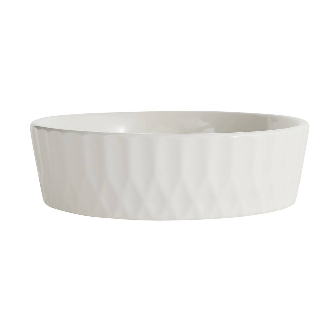 Full Cheeks Small Pet Cream Ceramic Bowl
