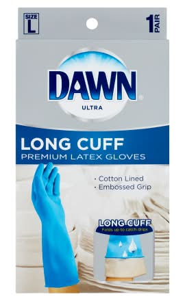 Dawn Ultra Long Cuff Premium Latex Gloves, L, Blue