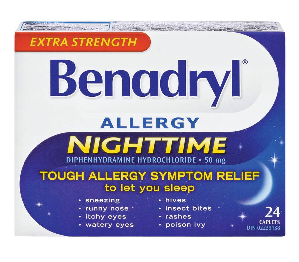 Benadryl Allergy Nighttime Caplets 50 mg (10 g)