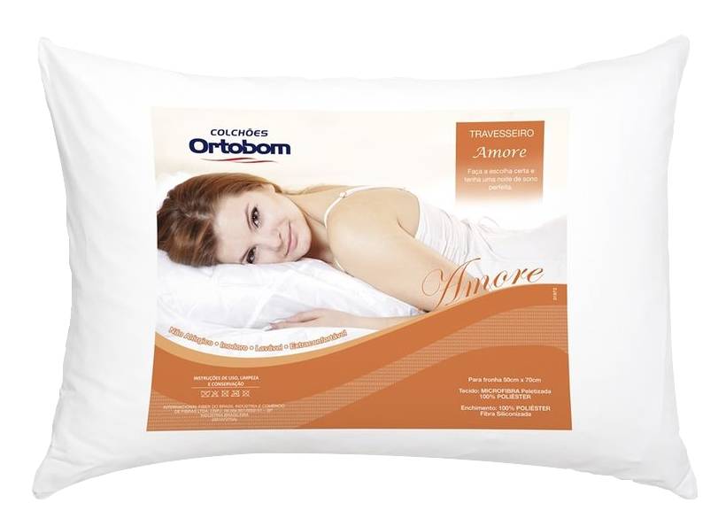 Ortobom travesseiro amore branco (20x50x70cm)