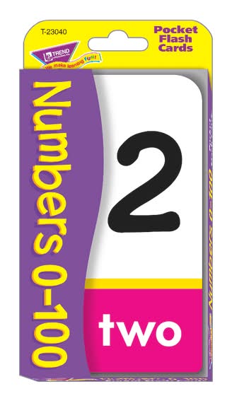 Trend Pocket Flash Cards, Numbers 0-100, Box Of 56 Cards