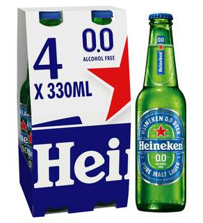 Heineken 0.0 Alcohol Free Lager Beer Bottles 4 x 330ml