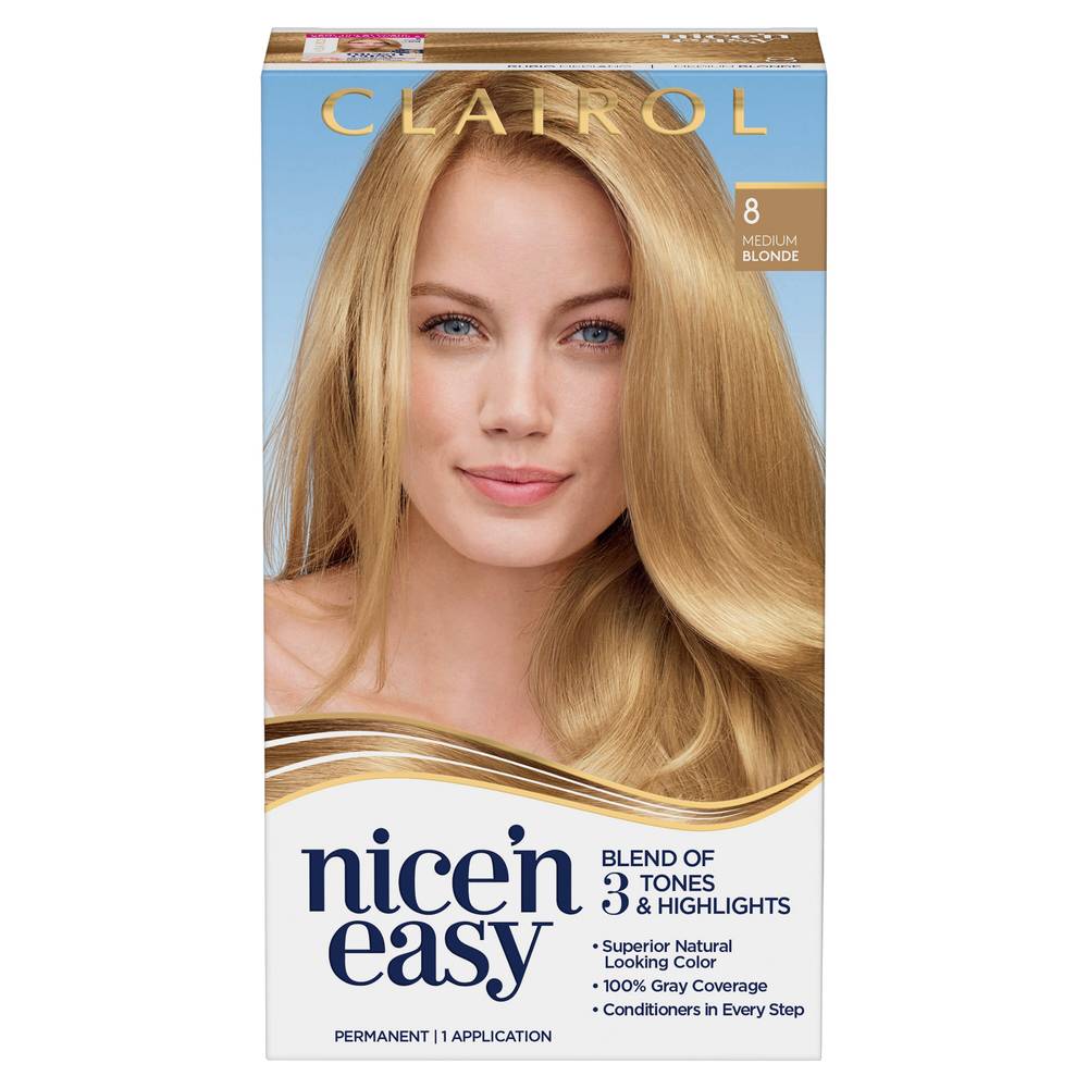 Clairol Nice'n Easy Permanent Hair Color, 8 Medium Blonde