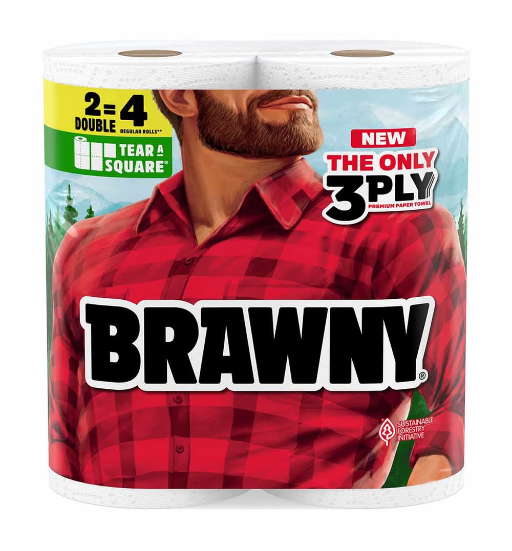 Brawny Tear-A-Square Paper Towels 2 Double Rolls