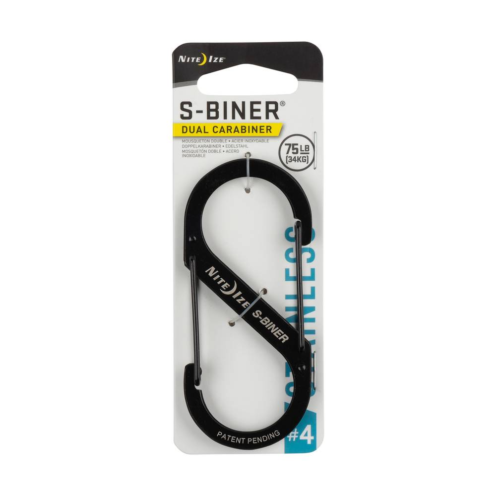 Nite Ize Stainless Steel Oval Carabiner - Black Finish, 3.5-in Length, 1.8-in Width, 1.46 oz. Weight, Wire Gate, Weather-Resistant, Multiple Sizes Available | SB4-03-01S1