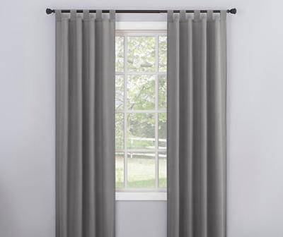 Durham Gray Semi-Sheer Textured Tab Top Curtain Panel, (63" x 74")