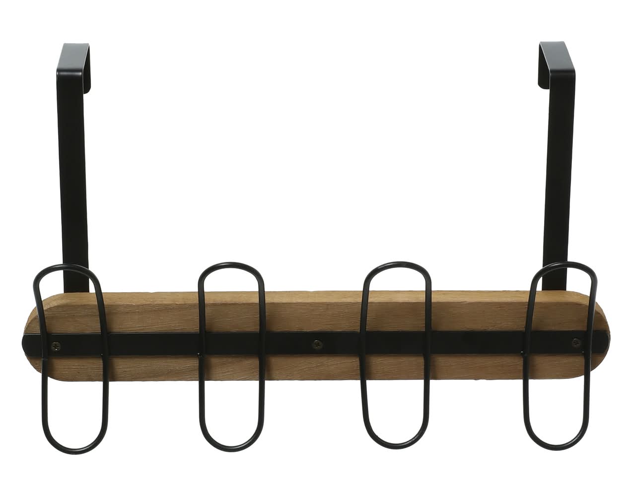 Over-The-Door Metal & Wood Hook Rack