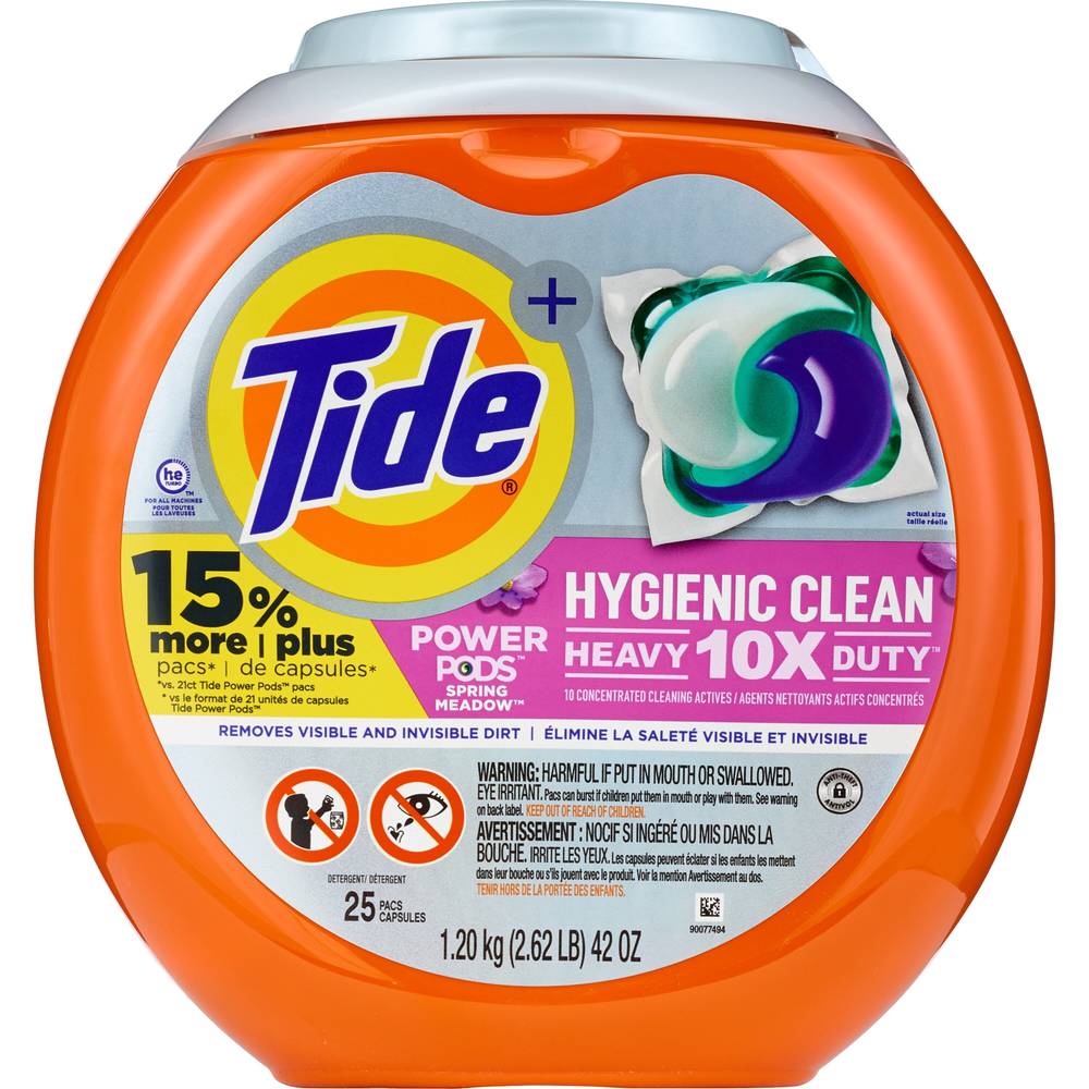 Tide + Power PODS Laundry Detergent Pacs, Spring Meadow, 25 ct