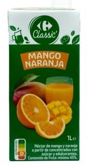 Néctar de mango y naranja Carrefour Classic brik 1 l.