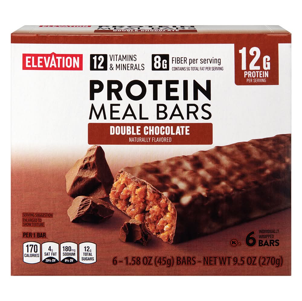 Elevation Protein Meal Bars, Double Chocolate (6 x 1.58 oz)