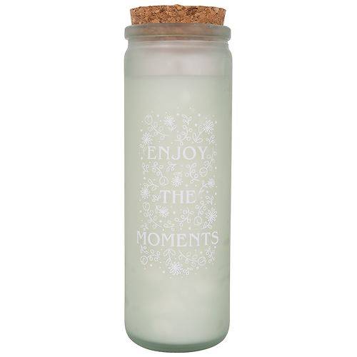 Modern Expressions Tall Frosted Green Candle Enjoy The Moments - 1.0 ea