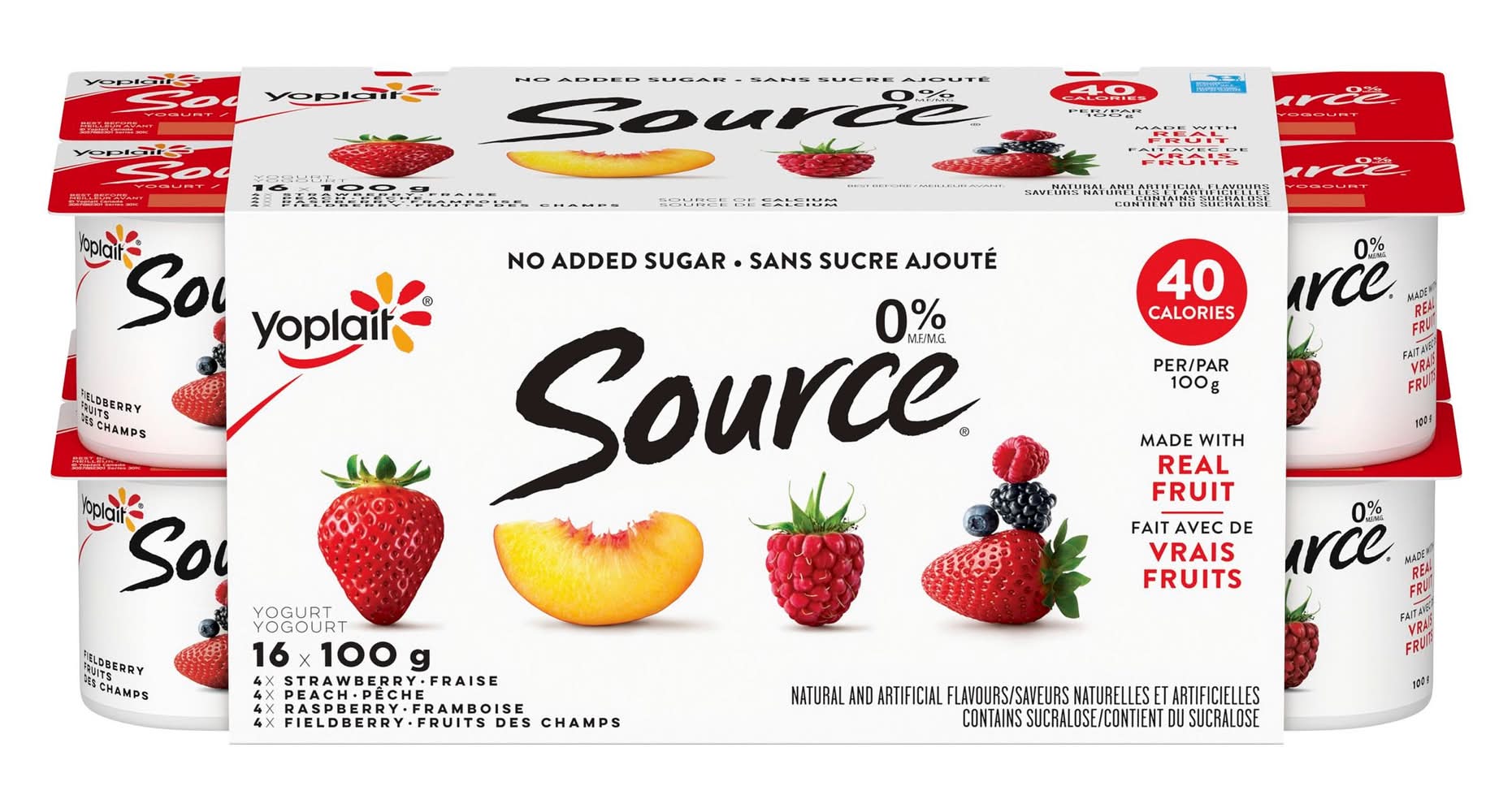 Yoplait No Added Sugar Yogurt, Assorted (16 x 100 kg)