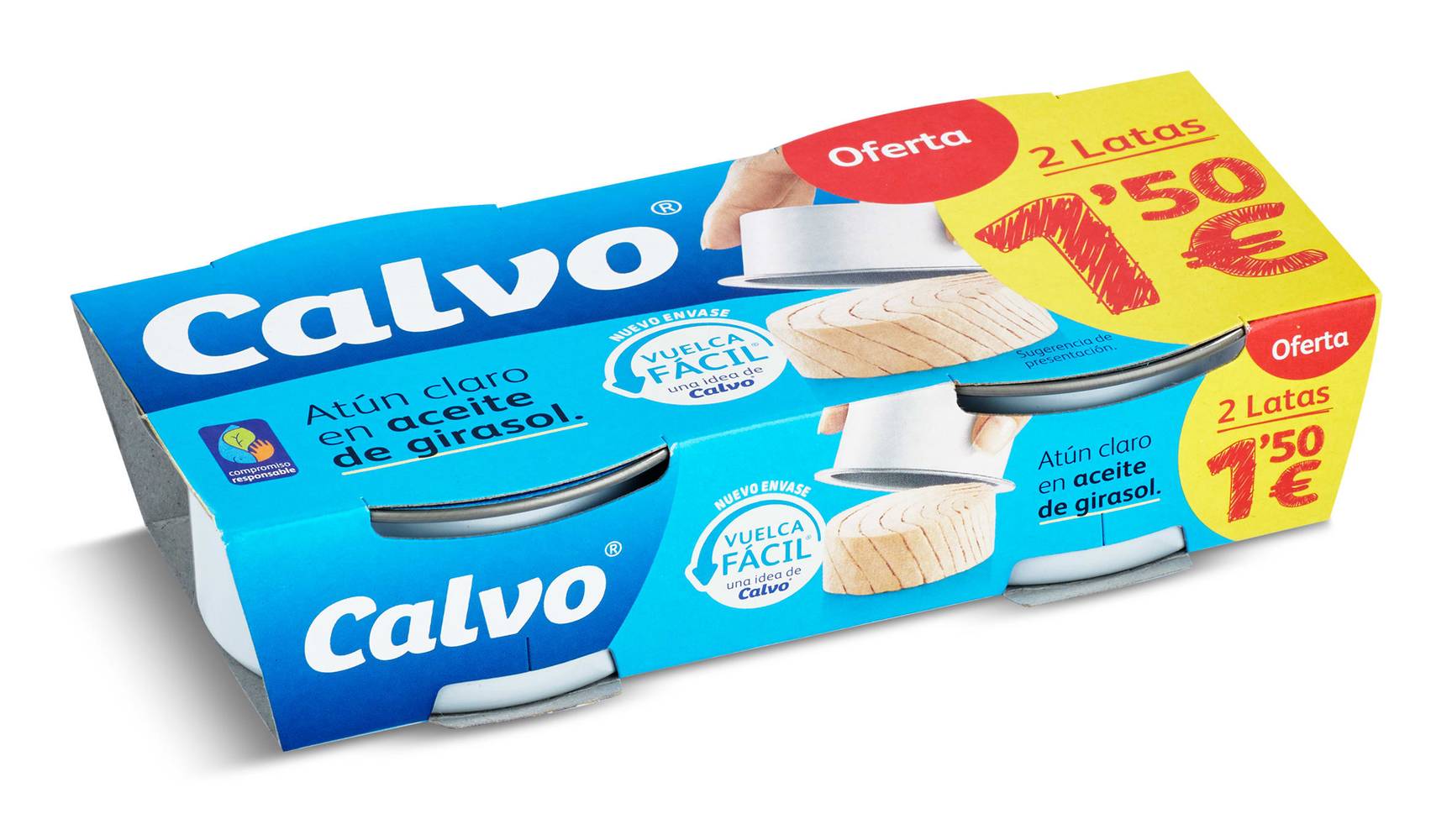 Atún Claro En Aceite De Girasol Calvo Lata 2 X 52 G