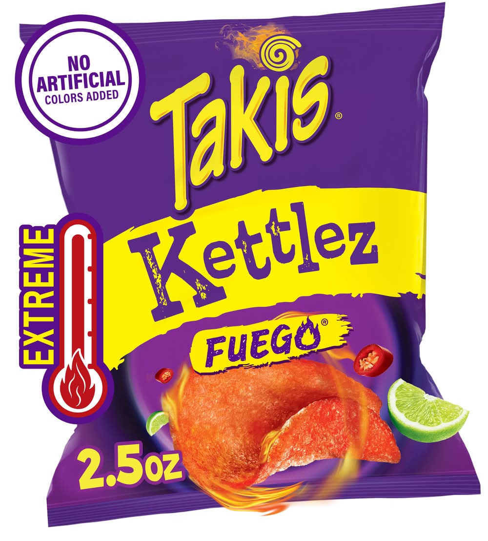 Takis Kettlez Fuego Cooked Potato Chips, Hot Chilli Pepper-Lime (2.5 oz)