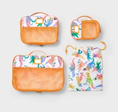 Cat & Jack Kids Packing Cube Set, Dino (4 ct)