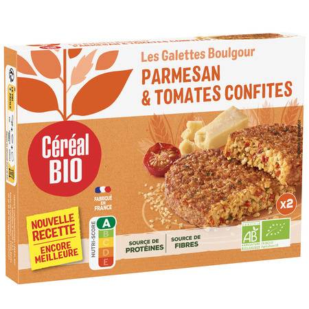 Galettes boulghour, tomates & parmesan bio CEREAL BIO - les 2 galettes de 100g