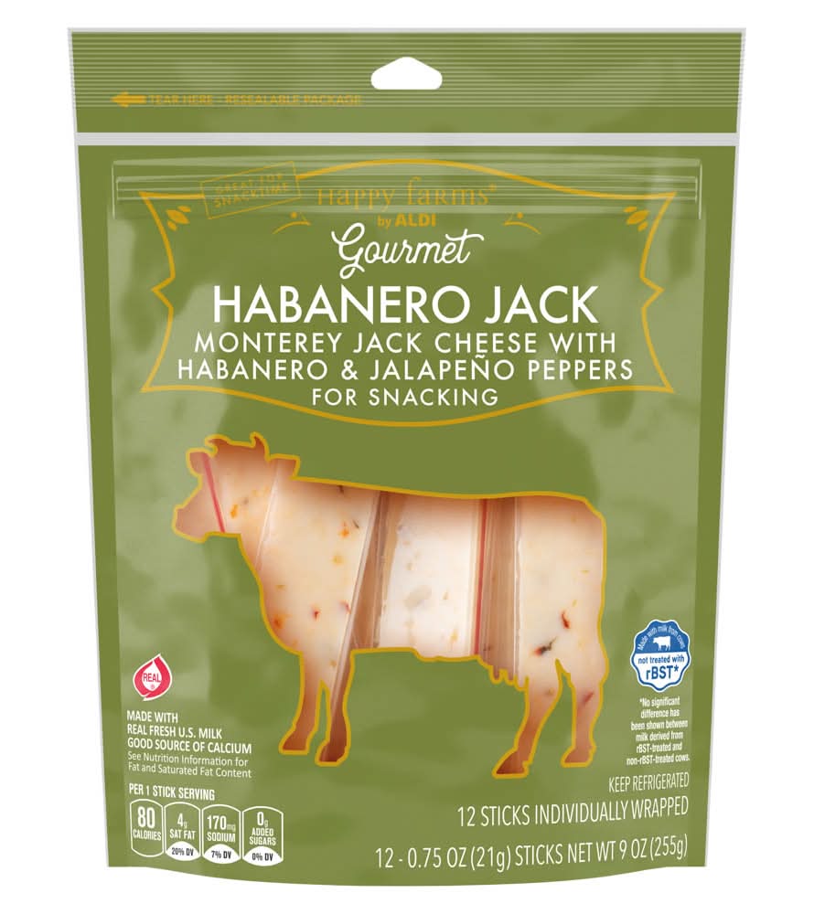 Happy Farms Gourmet Habanero Jack Cheese Snack Stick (12 x 0.75 oz)