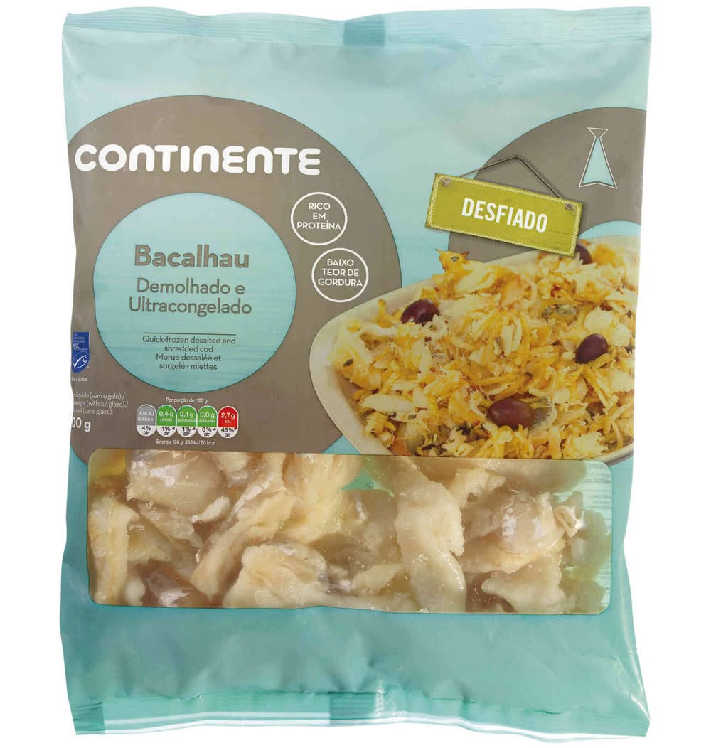 Bacalhau Desfiado MSC Demolhado Ultracongelado Continente (emb. 500 gr)