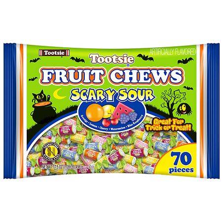 Tootsie Roll Fruit Chews Scary Sour Candies, Assorted (17.5 oz, 70 ct)