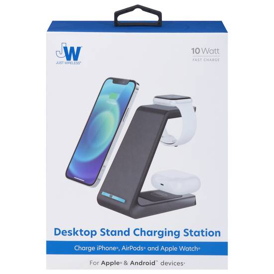 Just Wireless Desktop Stand Charging Station 10 Watt For Apple & Android Devices