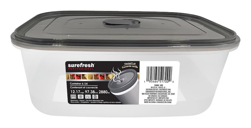 Surefresh Professional Storage Container With Vent Lid 97 oz, Clear-Black