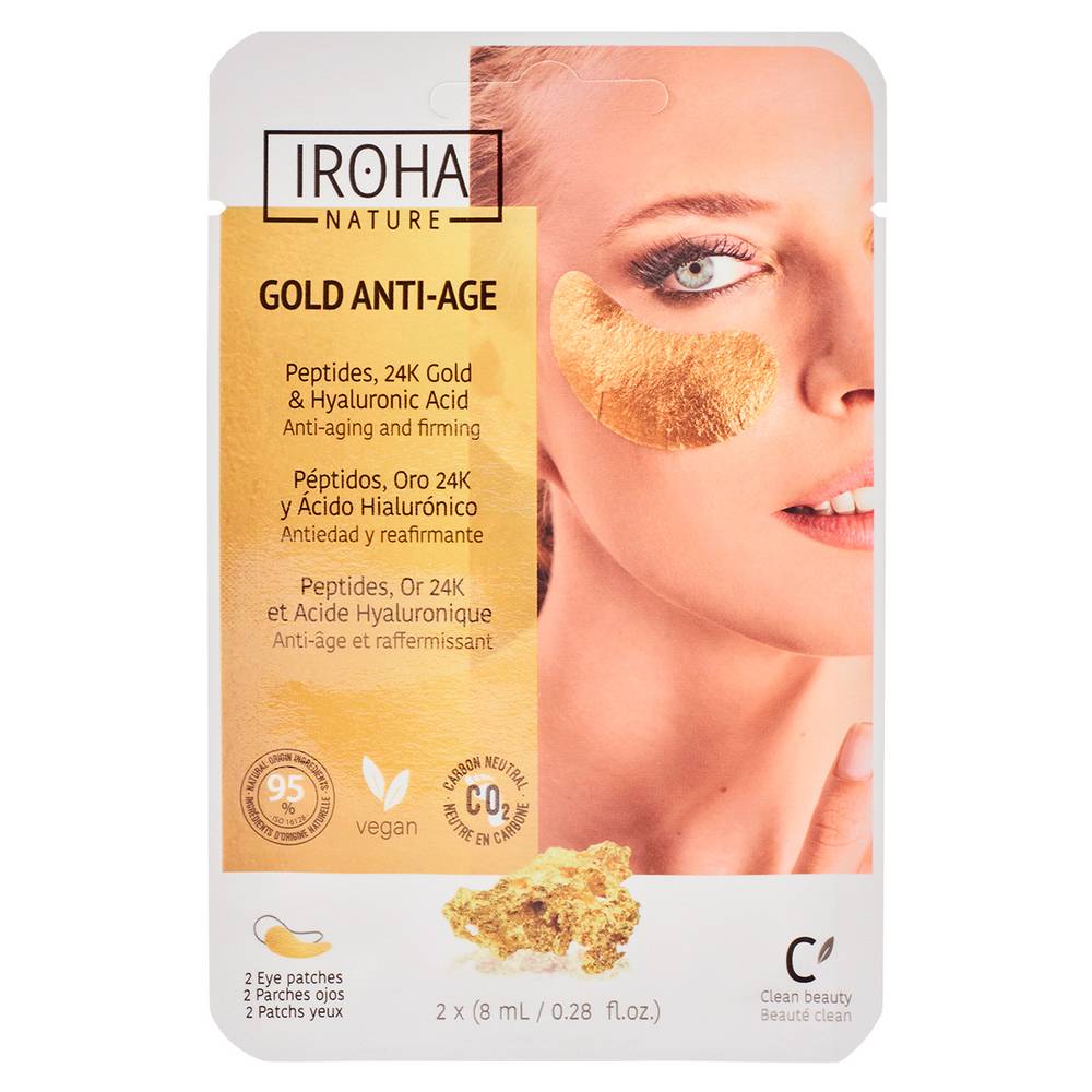 Parches de ojos IROHA NATURE extra reafirmantes gold sachet 2 uds