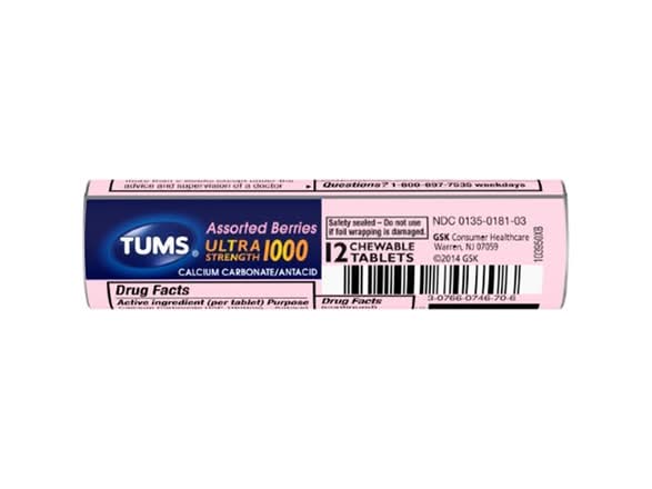 TUMS Ultra Strength Assorted Berries Antacid Chewable Tablets 12ct