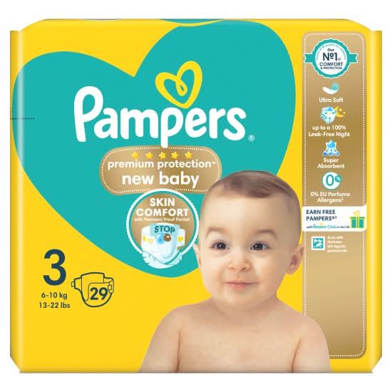 Pampers Size 3, Premium Protection New Baby Nappies (29 pack)
