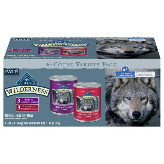 Blue Buffalo Wilderness High Protein Beef and Chicken & Salmon Wet Dog Food Variety pack (6 ct)