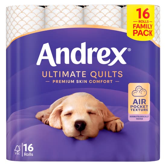 Andrex Ultimate Quilts Toilet Tissue Standard Rolls Family pack (16 pack)