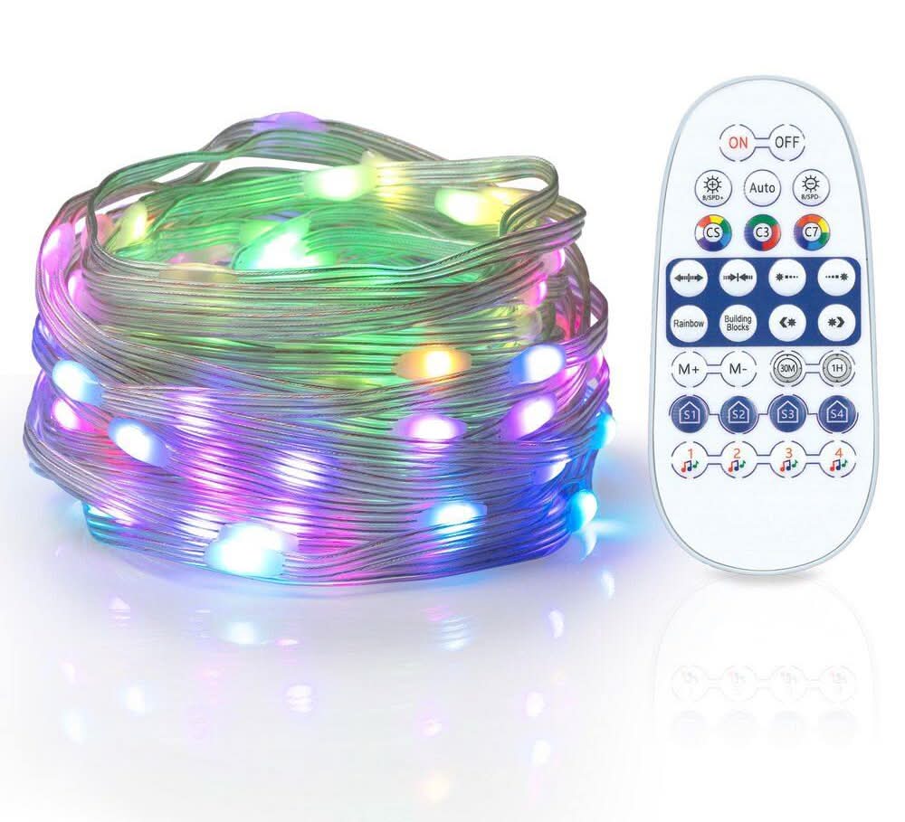 40 Ft. Usb Powered Sound Reactive Rgbic Dot Lights With 28Key Remote Control