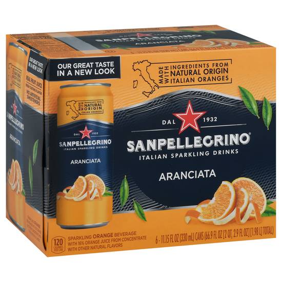 San Pellegrino Aranciata Orange Italian Sparkling Water (6 x 11.2 fl oz)