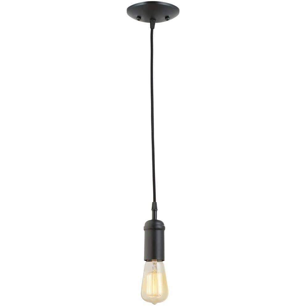 Globe Electric 1-Light Vintage Edison Matte Black Mini Pendant