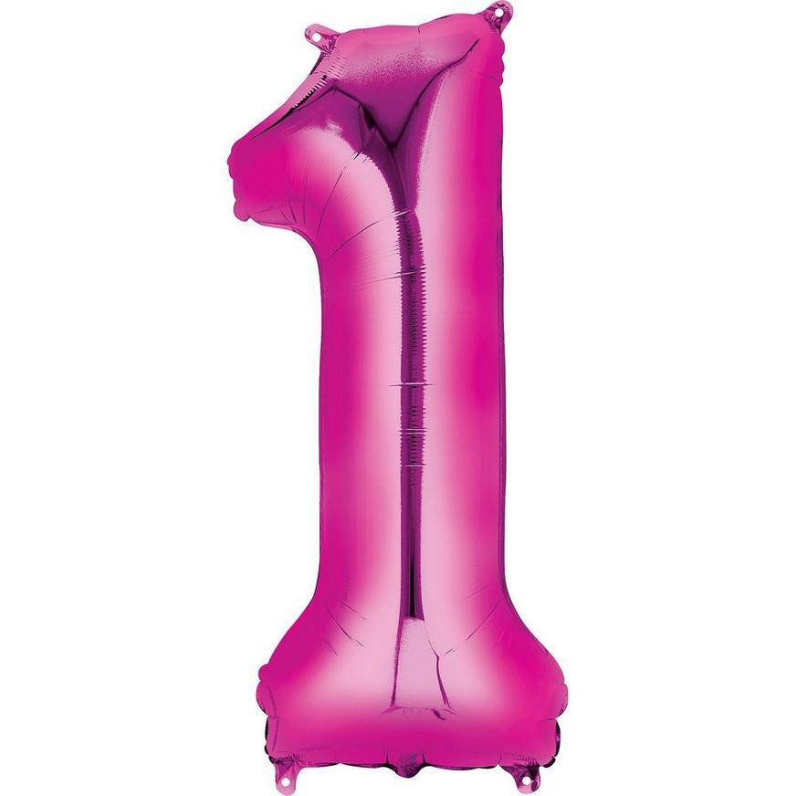 Uninflated 34in Bright Pink Number Balloon (1)