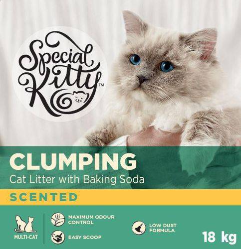 Special kitty litière agglomérante pour chats parfumée avec du bicarbonate de soude (18 kg) - scented clumping cat litter baking soda (18 kg)