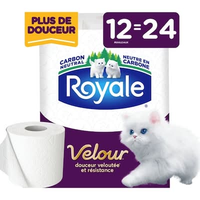 Royale papier hygiénique 2 épaisseurs velour - velour toilet paper 2-ply (12 unités)