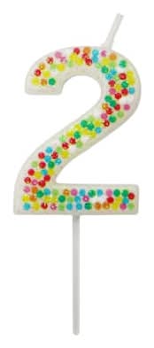 Celebrate It Confetti Number 2 Birthday Candle, Assorted