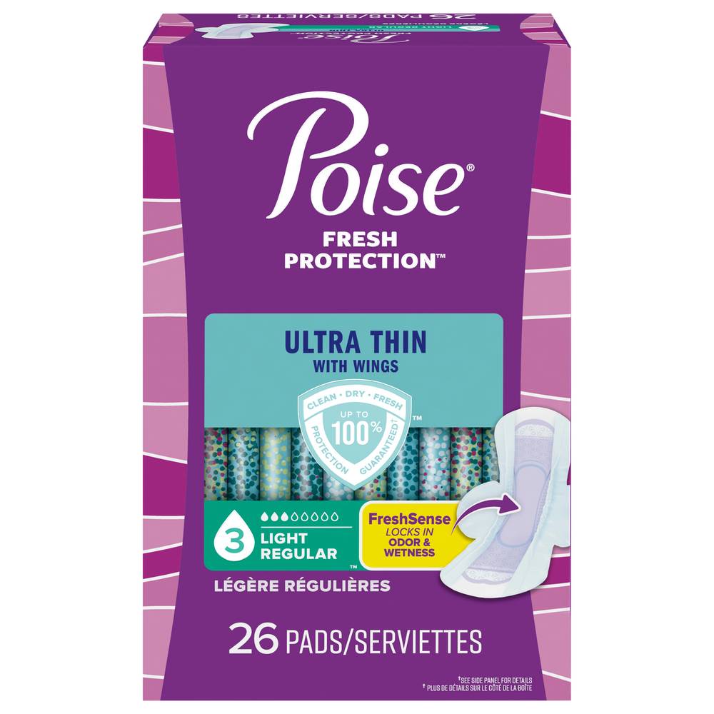 Poise Ultra Thin Light Pads With Wings (26 pads)